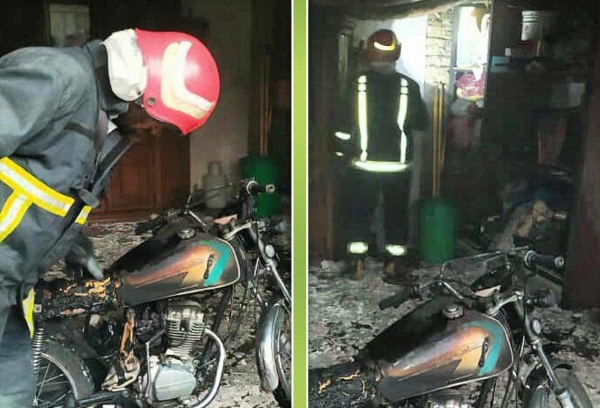 هم نشینی موتورسیکلت و آبگرمکن در کاشان حادثه آفرید