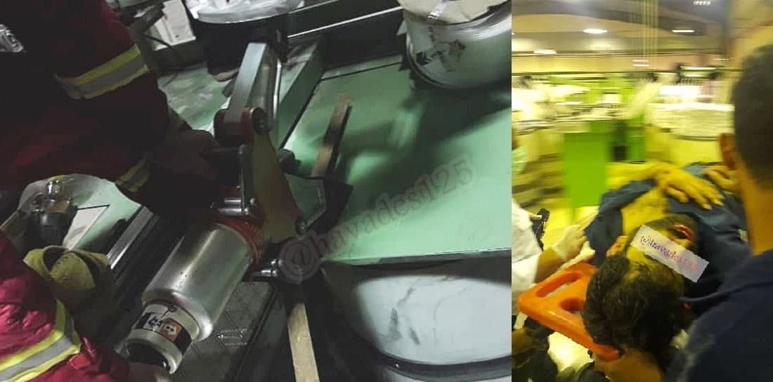 رهایی کارگر ۳۴ ساله از زیر دستگاه پرس توسط آتش نشانان